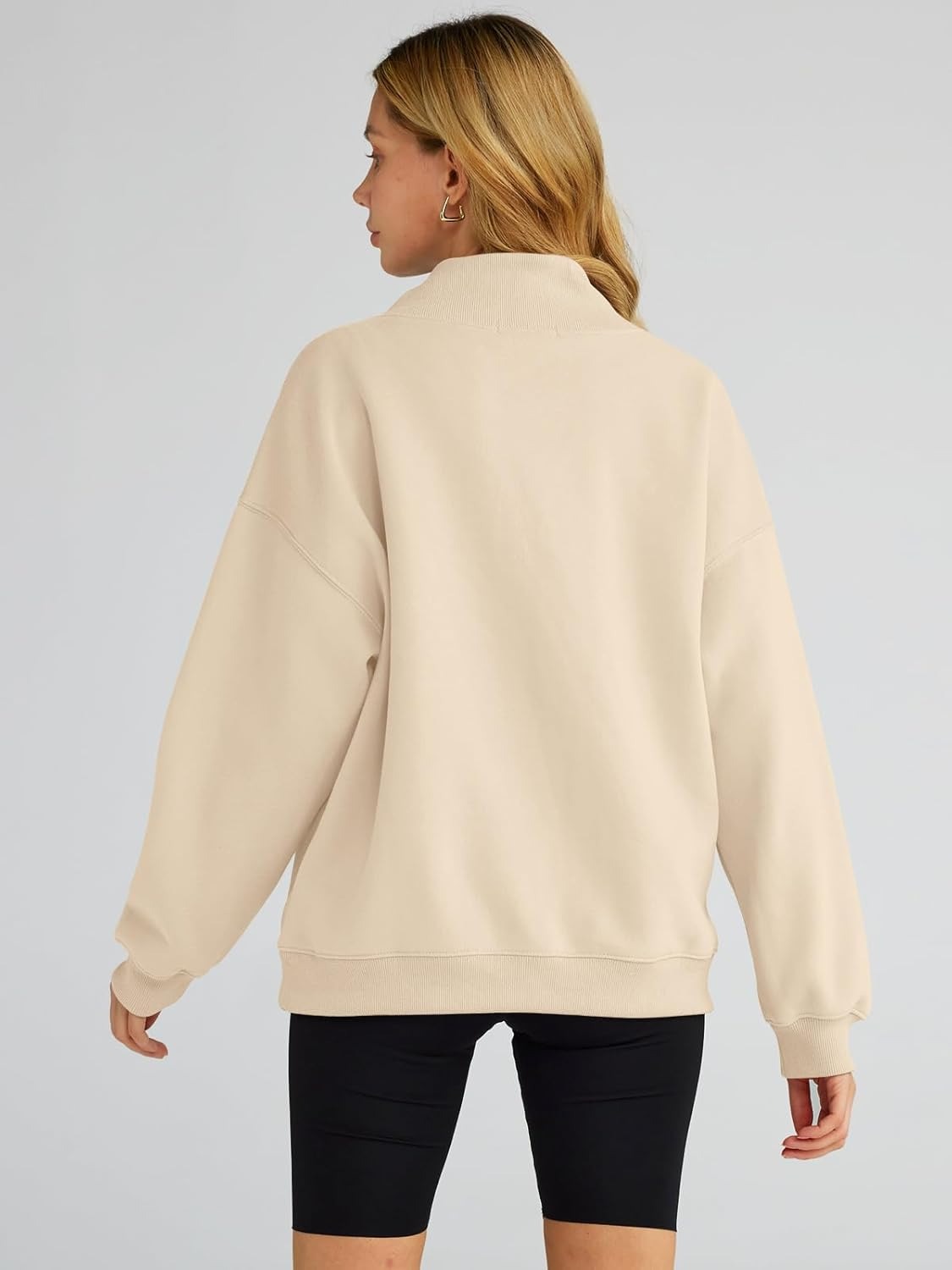 Women's Turtleneck Sweatshirt - Oversized Drop Shoulder Pullover with Fleece Lining