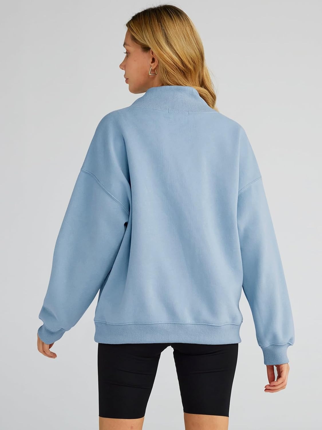 Women's Turtleneck Sweatshirt - Oversized Drop Shoulder Pullover with Fleece Lining