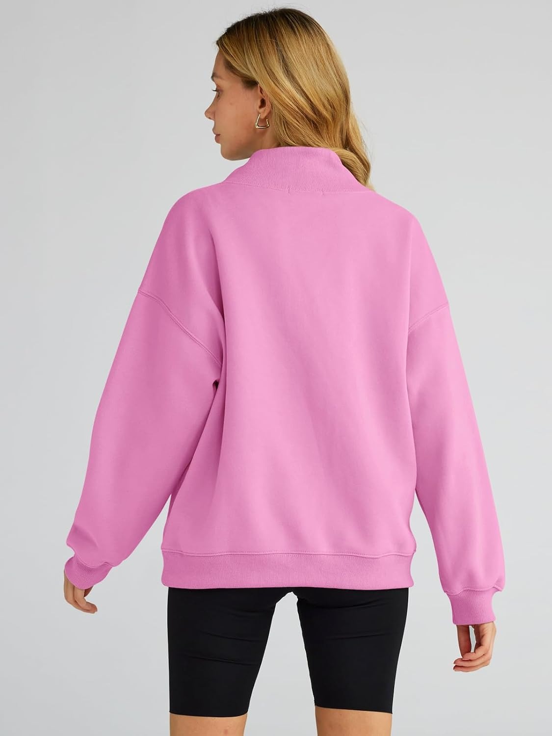 Women's Turtleneck Sweatshirt - Oversized Drop Shoulder Pullover with Fleece Lining