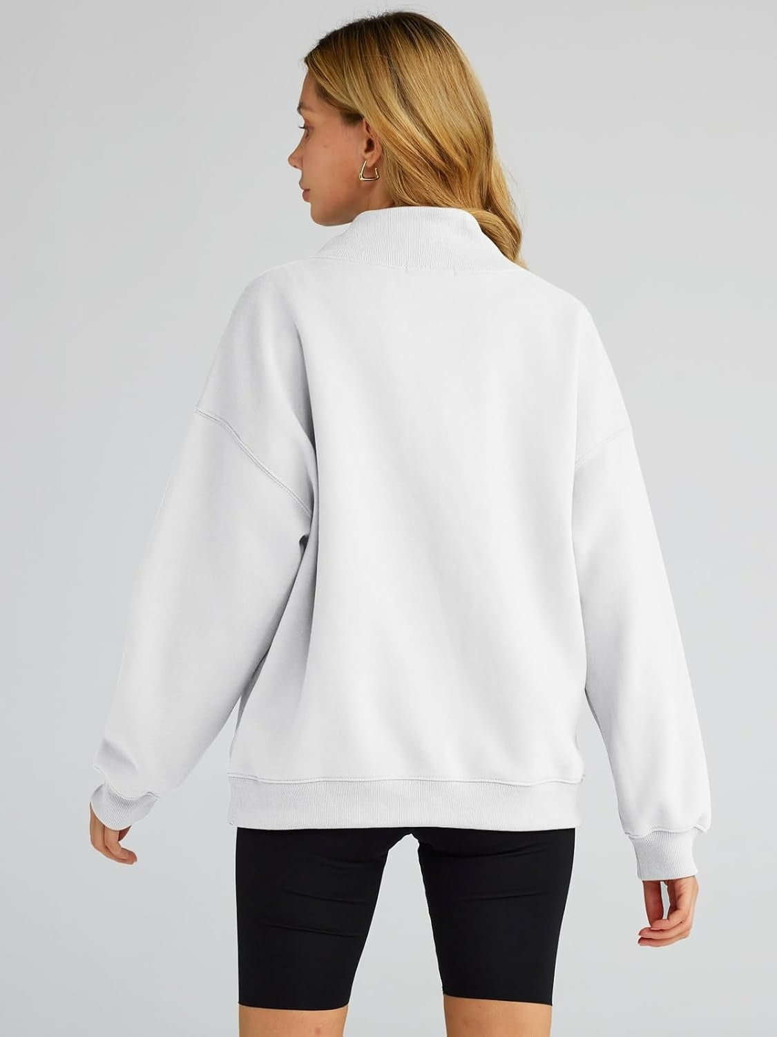 Women's Turtleneck Sweatshirt - Oversized Drop Shoulder Pullover with Fleece Lining
