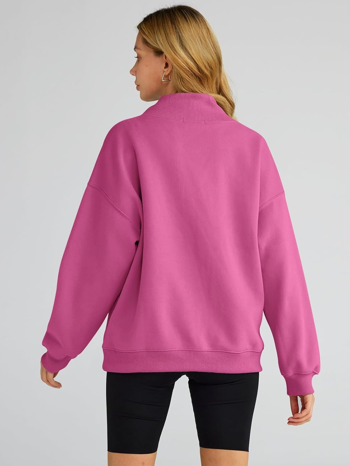 Women's Turtleneck Sweatshirt - Oversized Drop Shoulder Pullover with Fleece Lining