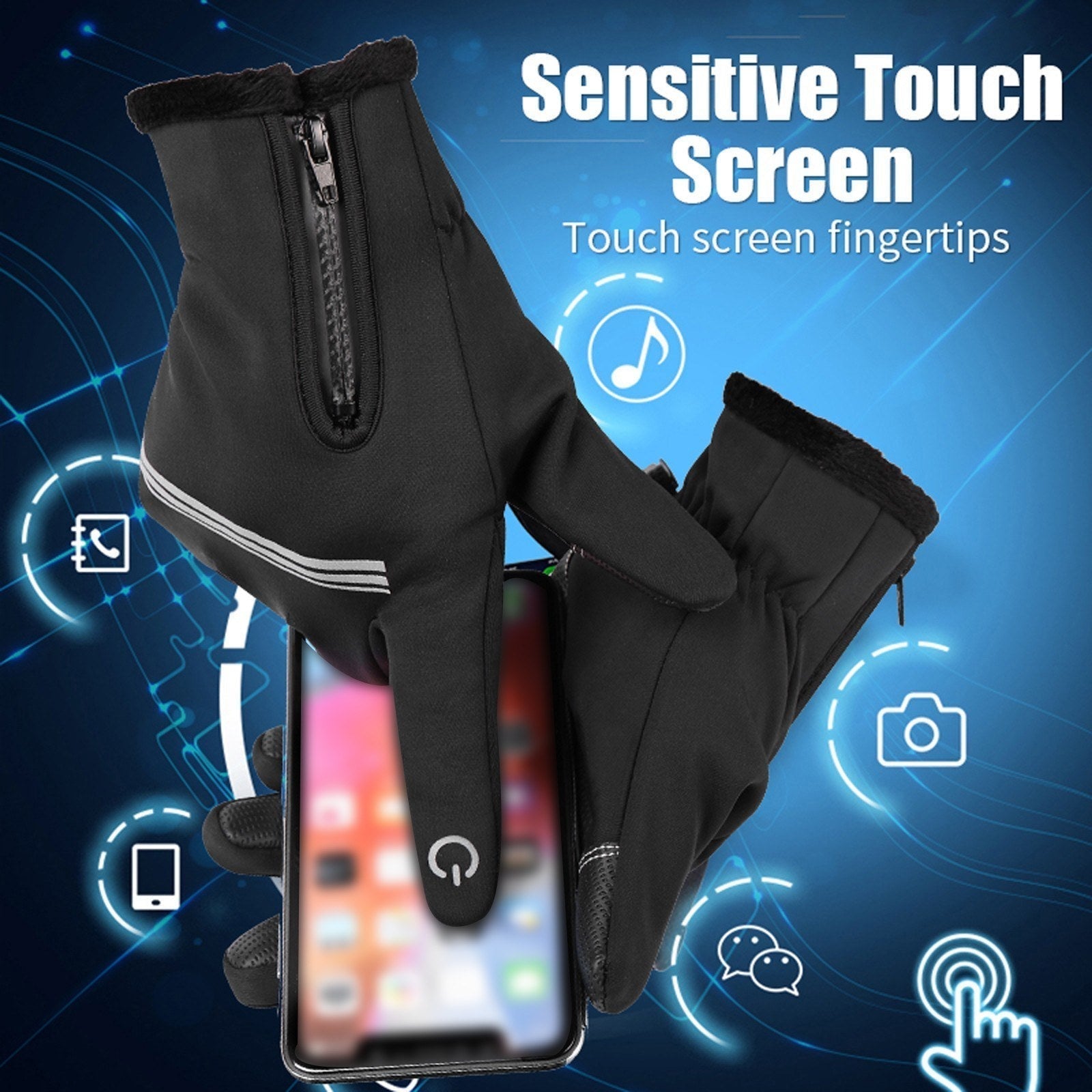 Thermal Fleece Waterproof Cycling Gloves - Touchscreen, Winter Sports, Skiing, Climbing, Motorcycle, Bicycle