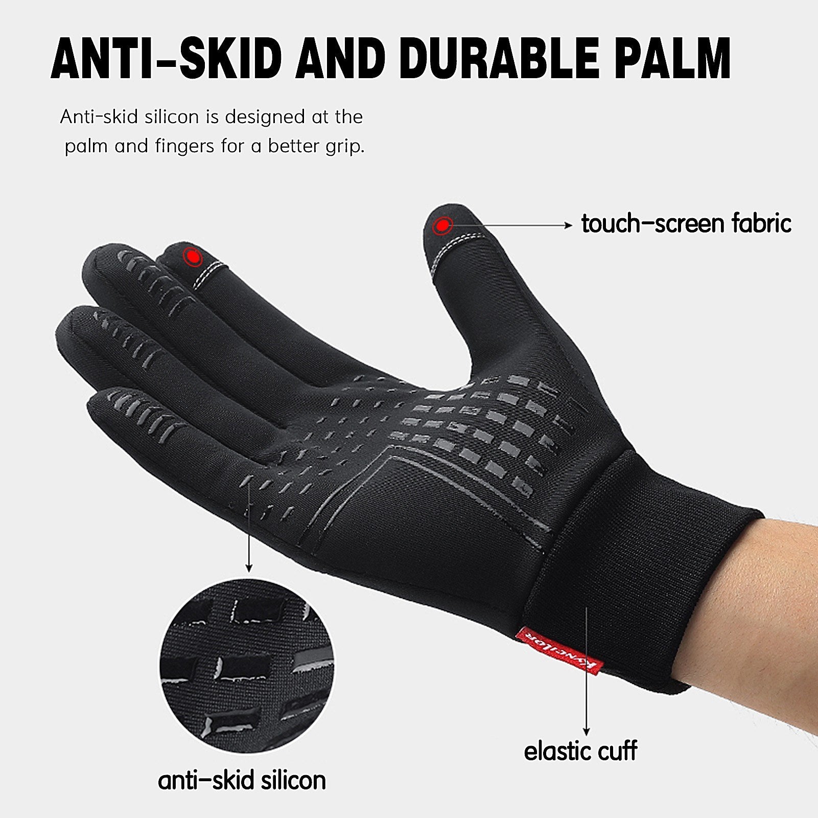 Waterproof Windproof Cycling Gloves for Men & Women - Fleece Lined, Touchscreen, Anti-Slip, Full-Finger Ski Gloves