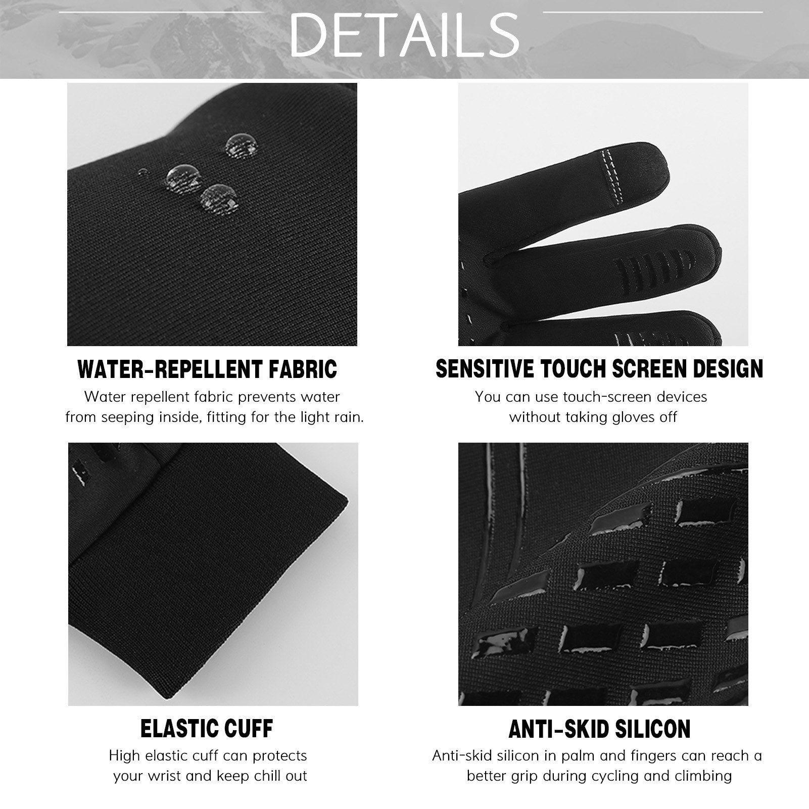 Waterproof Windproof Cycling Gloves for Men & Women - Fleece Lined, Touchscreen, Anti-Slip, Full-Finger Ski Gloves