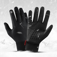 Waterproof Windproof Cycling Gloves for Men & Women - Fleece Lined, Touchscreen, Anti-Slip, Full-Finger Ski Gloves