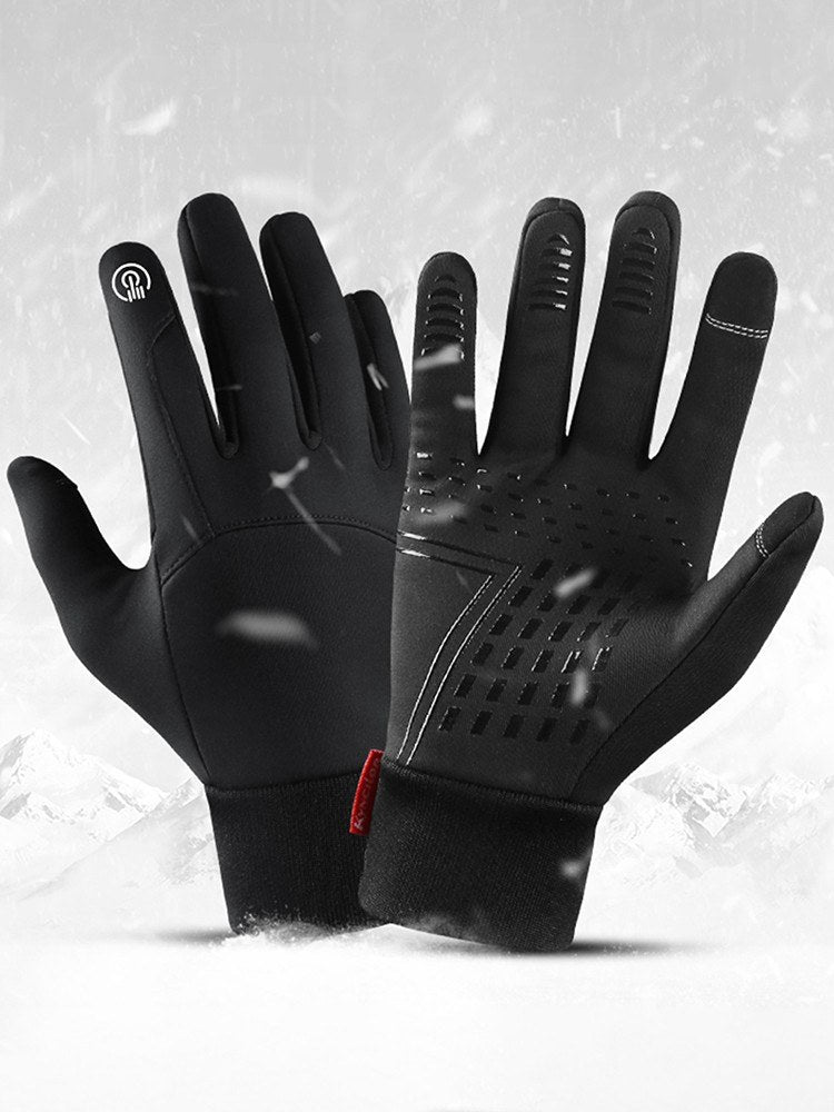 Waterproof Windproof Cycling Gloves for Men & Women - Fleece Lined, Touchscreen, Anti-Slip, Full-Finger Ski Gloves