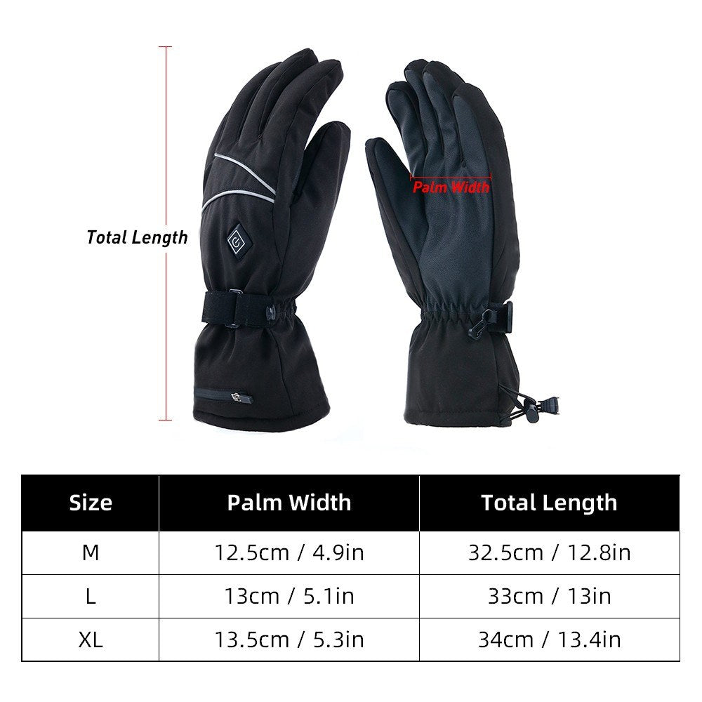 Electric Heated Gloves for Men & Women Water-resistant Winter Touchscreen Outdoor Skiing Biking