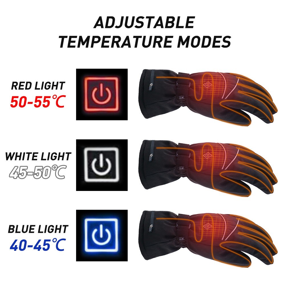 Electric Heated Gloves for Men & Women Water-resistant Winter Touchscreen Outdoor Skiing Biking