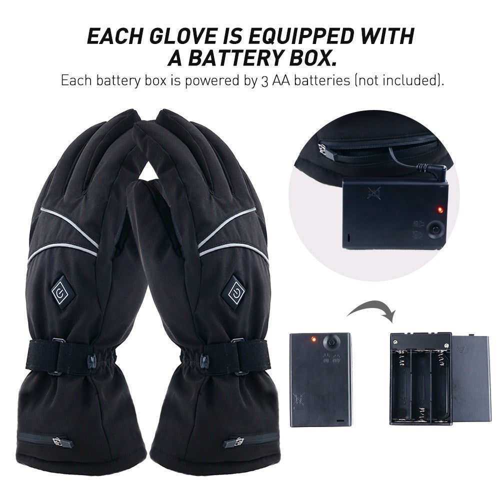 Electric Heated Gloves for Men & Women Water-resistant Winter Touchscreen Outdoor Skiing Biking