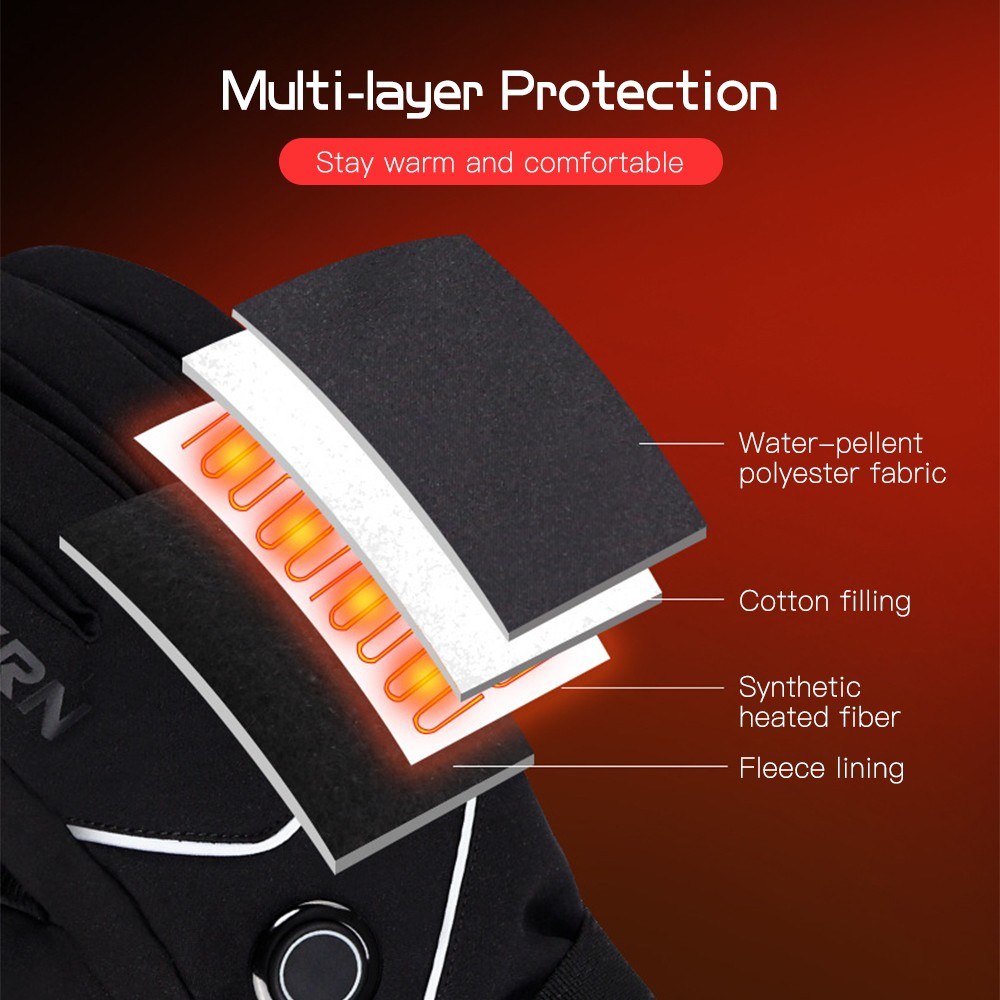 Heated Gloves Battery Powered Touchscreen Waterproof Winter Ski Climbing Hiking Cycling