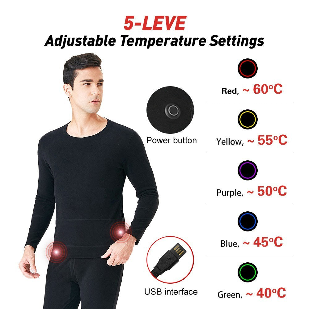 Women's USB Heated Underwear Set: 24-Zone Electric Heating, App-Controlled, 5 Temperature Settings for Winter Warmth