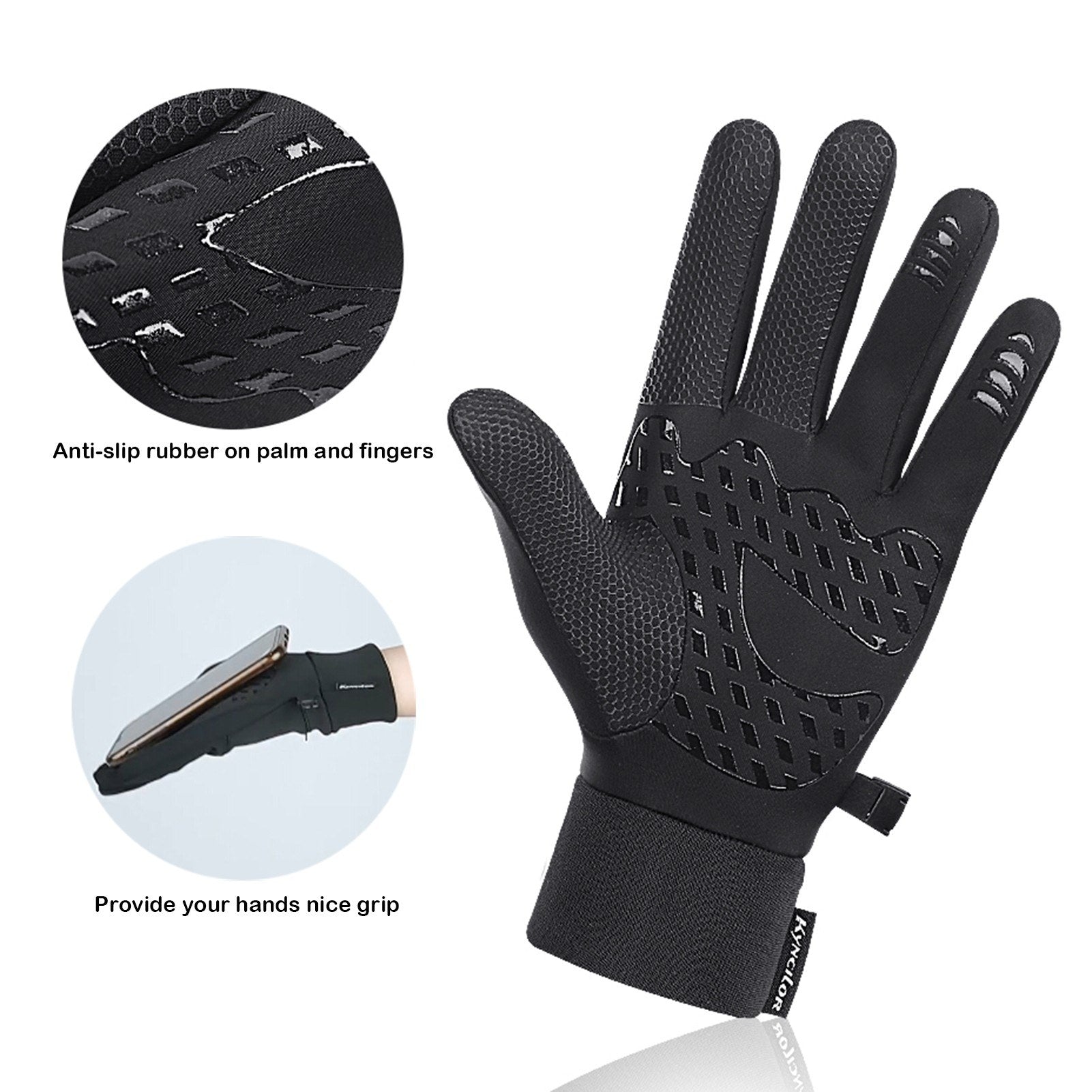 Men's Waterproof Thermal Touchscreen Gloves with Pocket & Anti-Slip Fleece for Winter Sports