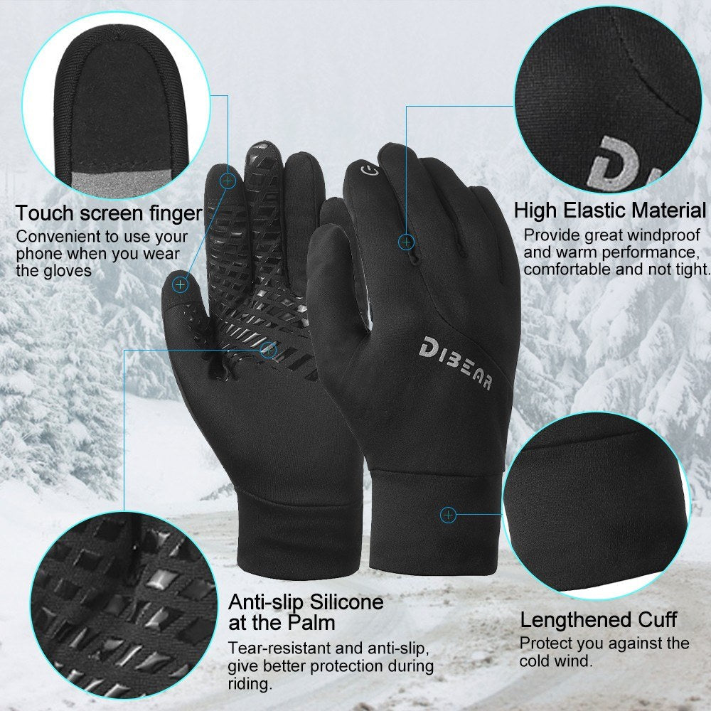 Windproof Winter Touchscreen Cycling Gloves - Full Finger Warmth for Biking, Skiing, and Outdoor Activities