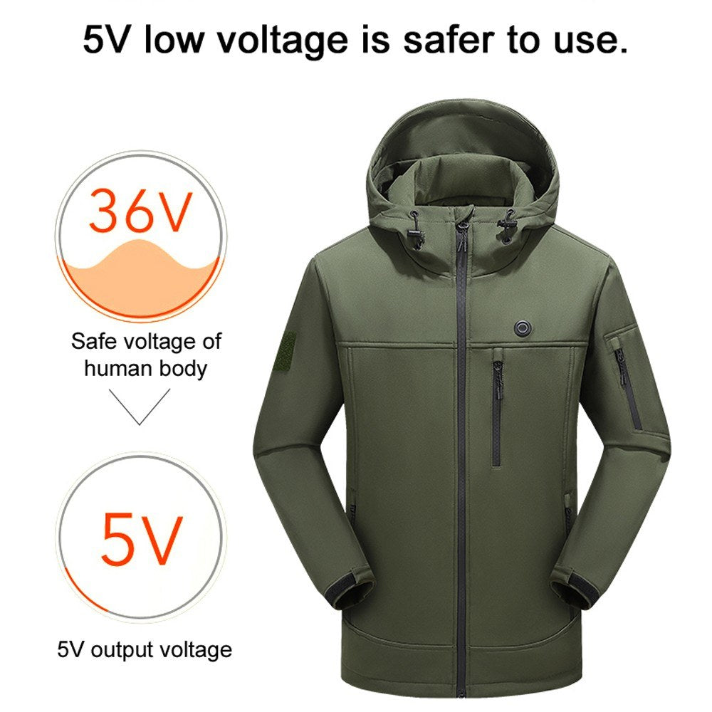 USB Heated Jacket Winter Electric Thermal Coat for Outdoor Fishing & Hiking