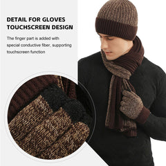 Unisex Winter Knit Beanie, Scarf & Touchscreen Gloves Set