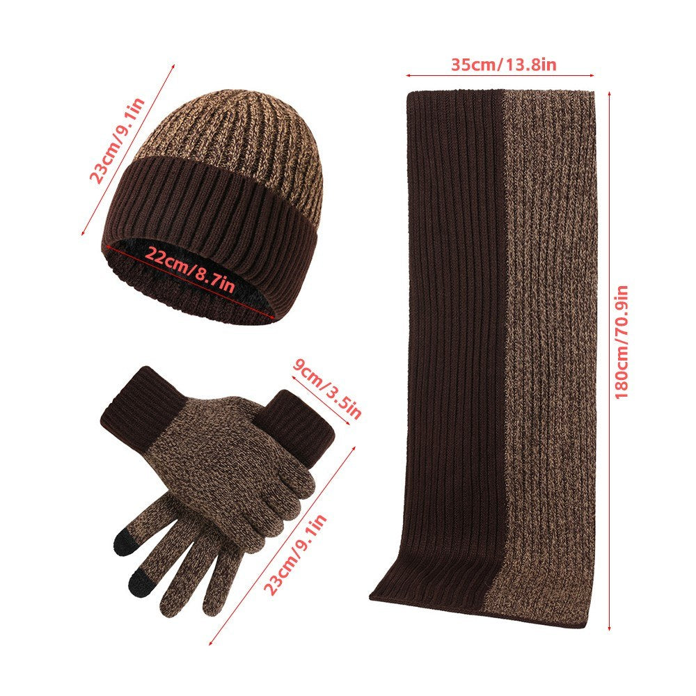Unisex Winter Knit Beanie, Scarf & Touchscreen Gloves Set