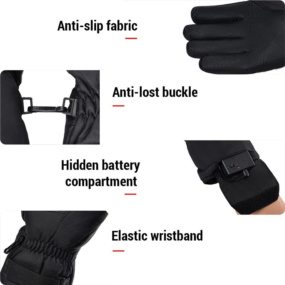 Waterproof Electric Heated Touchscreen Mittens with Battery Box