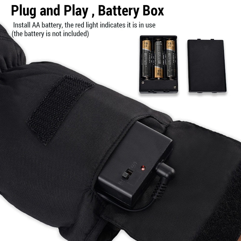Waterproof Electric Heated Touchscreen Mittens with Battery Box