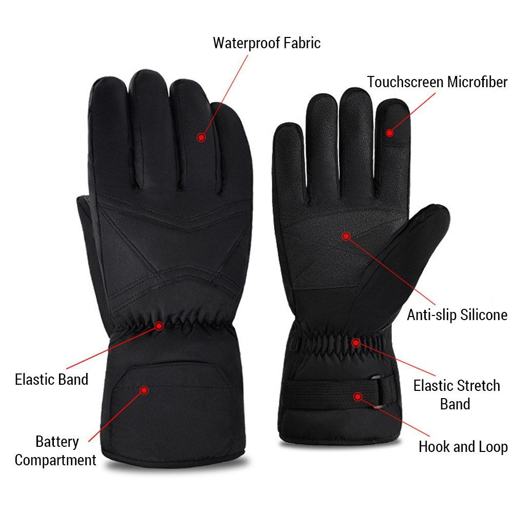 Waterproof Electric Heated Touchscreen Mittens with Battery Box