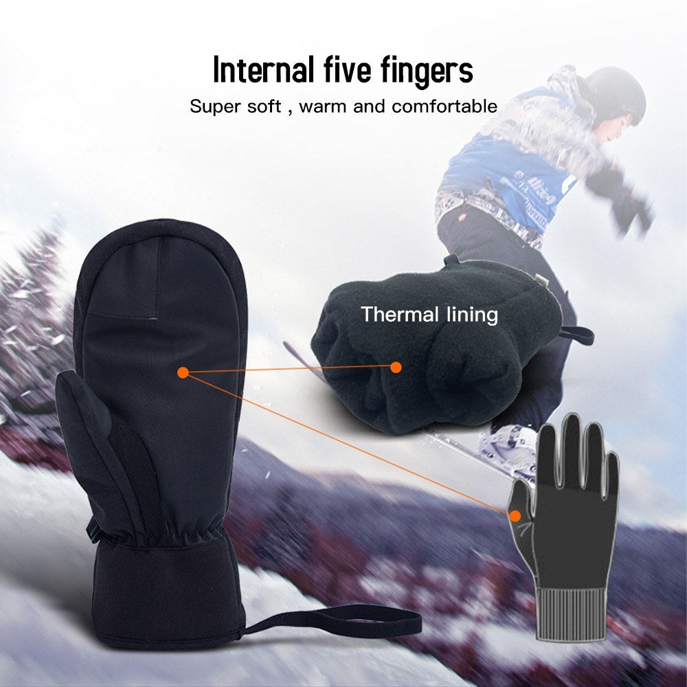 Waterproof Touchscreen Snowboard Mittens for Men & Women - Ski & Snowmobile Winter Gloves