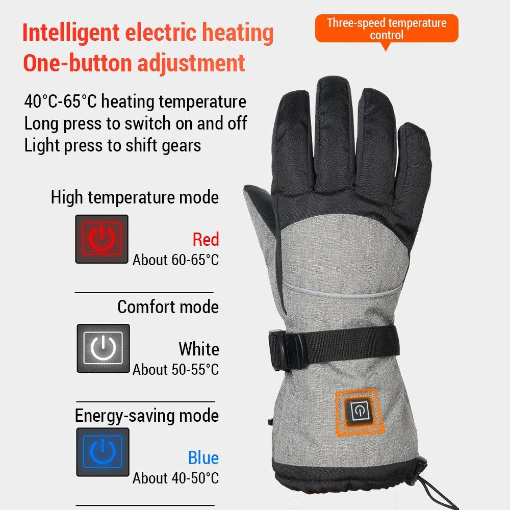 Waterproof Electric Heated Gloves: 3 Heat Levels for Winter Driving, Skiing, Hiking, Fishing, Hunting