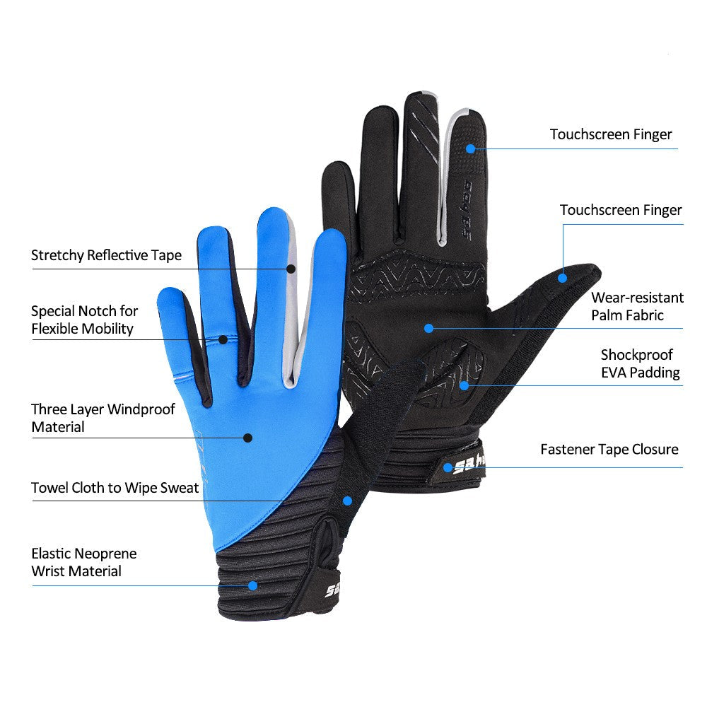 Windproof Touchscreen Cycling Gloves for Men & Women - Winter Full Finger Outdoor Use