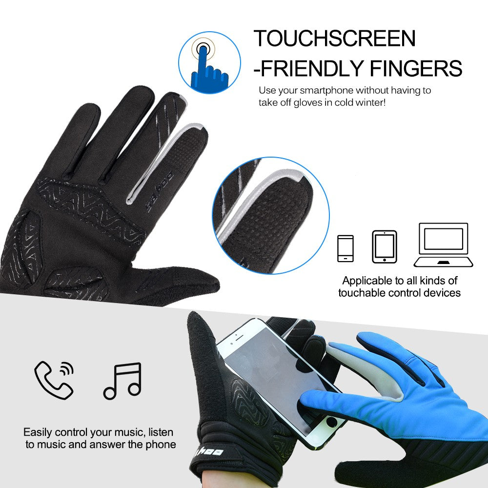 Windproof Touchscreen Cycling Gloves for Men & Women - Winter Full Finger Outdoor Use