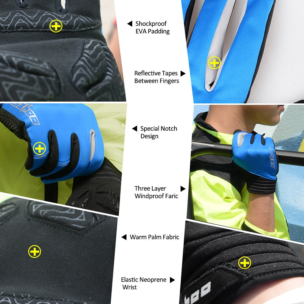 Windproof Touchscreen Cycling Gloves for Men & Women - Winter Full Finger Outdoor Use