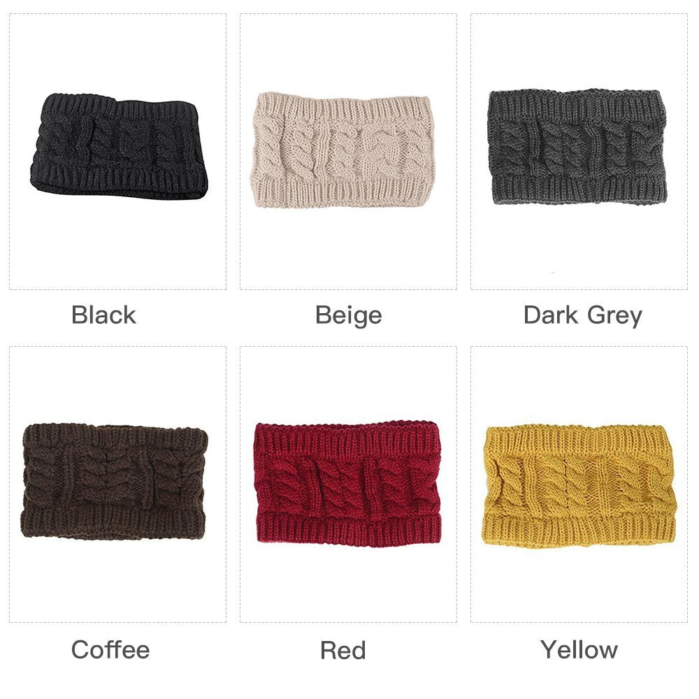 Women Fashion Knitted Headband Winter Warm CapCrochet Head-Wrap No Top Hat Headband