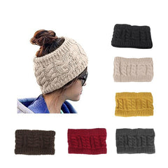 Women Fashion Knitted Headband Winter Warm CapCrochet Head-Wrap No Top Hat Headband