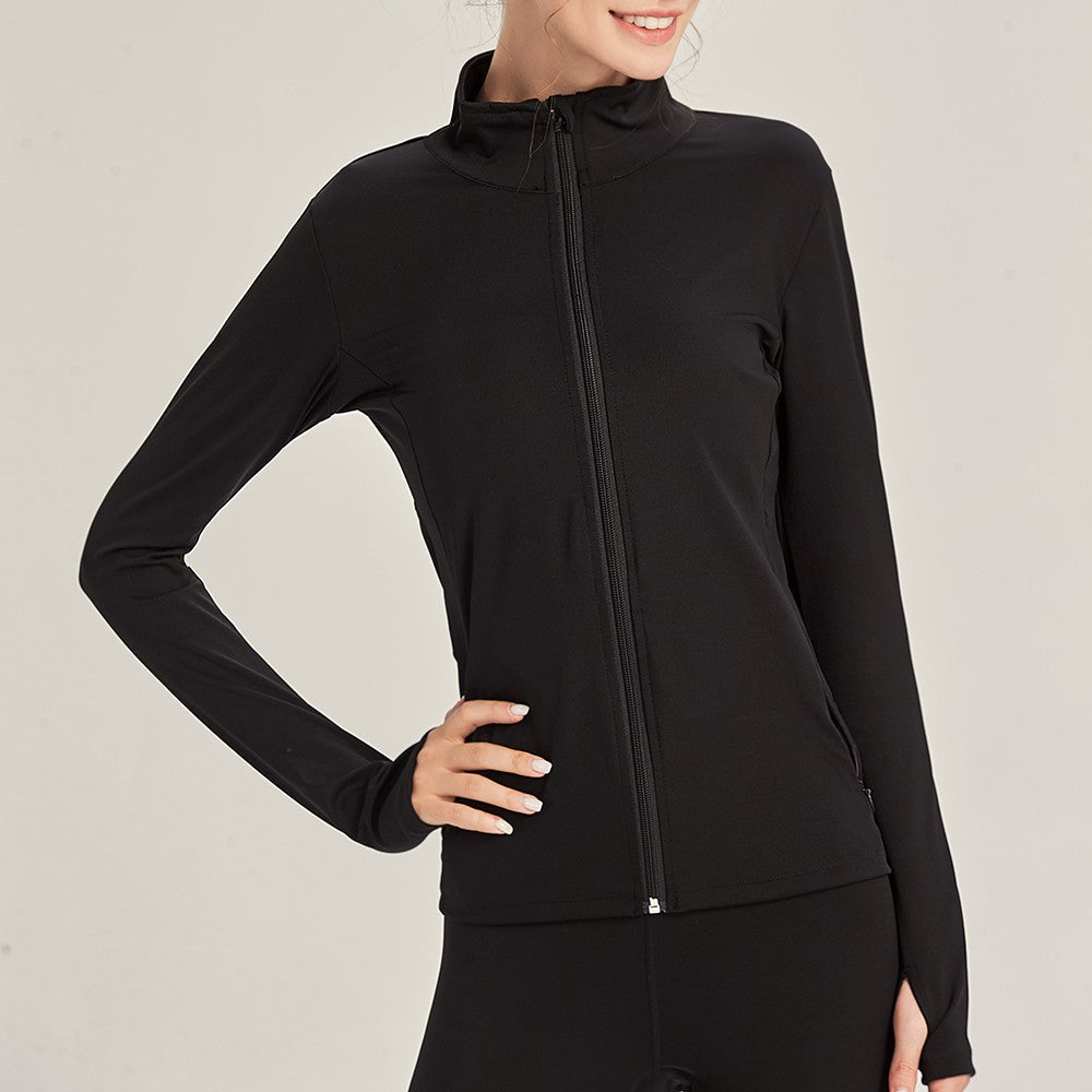 Women's Athletic Full Zip Jacket - Lightweight Running Track Top with Thumb Holes & Pockets