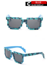 Vintage Stylish Pixel Pattern Square Sunglasses With Case For Unisex