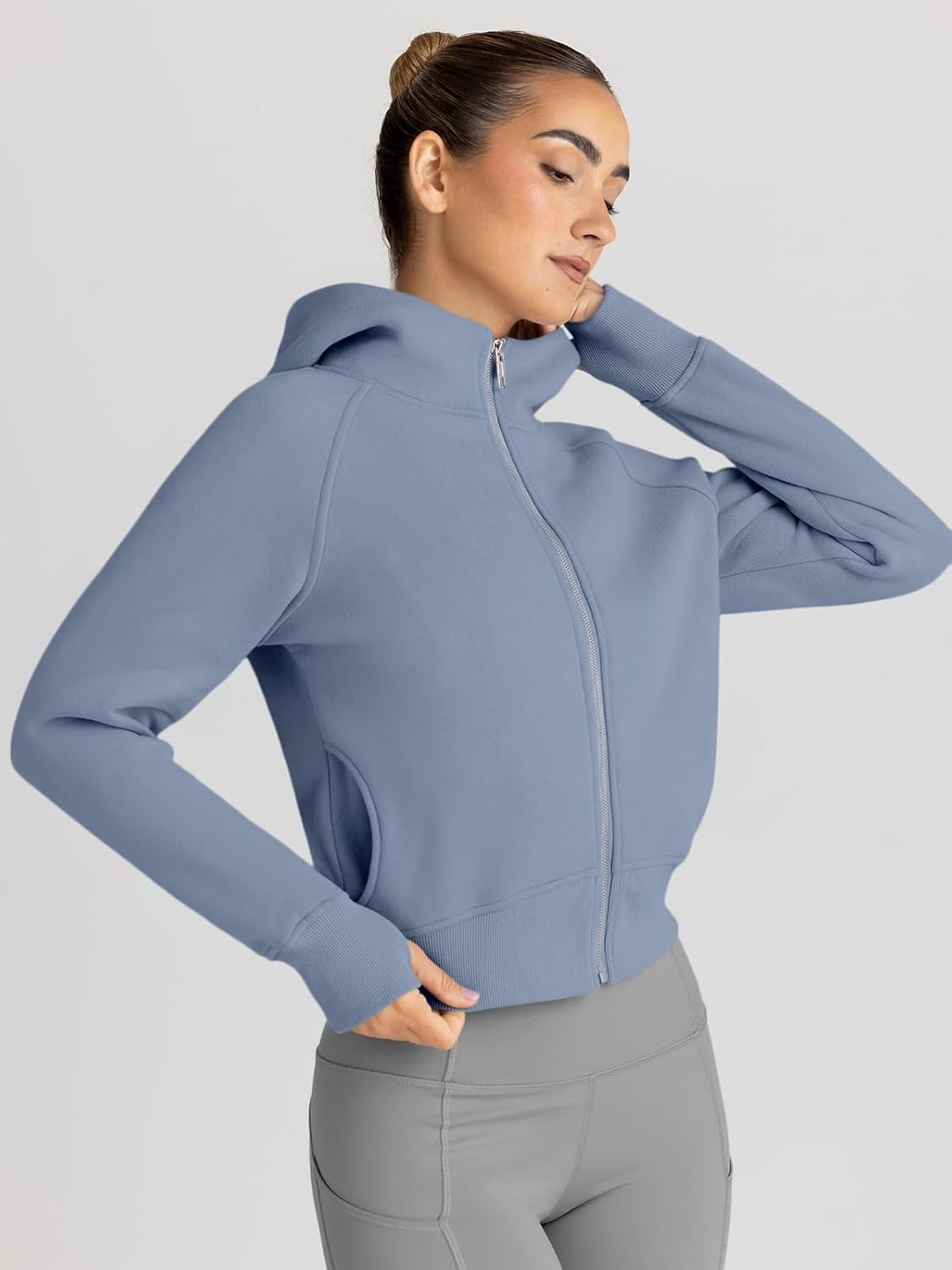Women’s Full Zip Fleece Hoodie – Cozy Winter Jacket with Drop Shoulder Collar, Soft & Breathable Sweatshirt for Fall & Winter