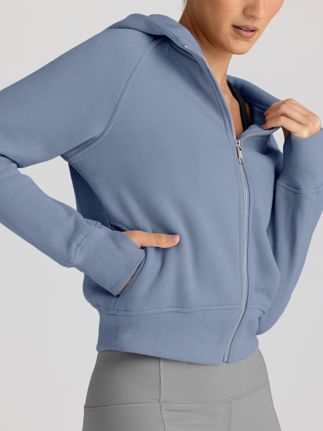 Women’s Full Zip Fleece Hoodie – Cozy Winter Jacket with Drop Shoulder Collar, Soft & Breathable Sweatshirt for Fall & Winter