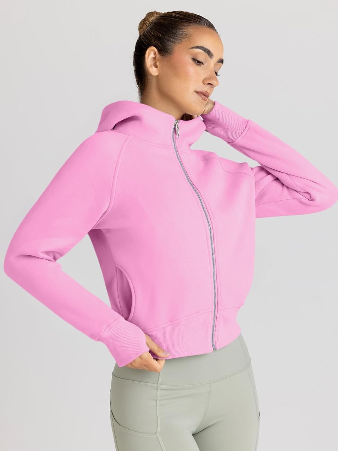 Women’s Full Zip Fleece Hoodie – Cozy Winter Jacket with Drop Shoulder Collar, Soft & Breathable Sweatshirt for Fall & Winter