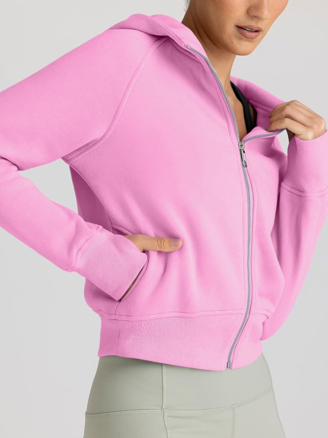 Women’s Full Zip Fleece Hoodie – Cozy Winter Jacket with Drop Shoulder Collar, Soft & Breathable Sweatshirt for Fall & Winter