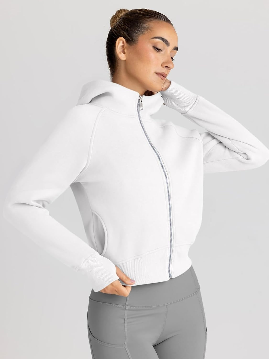 Women’s Full Zip Fleece Hoodie – Cozy Winter Jacket with Drop Shoulder Collar, Soft & Breathable Sweatshirt for Fall & Winter