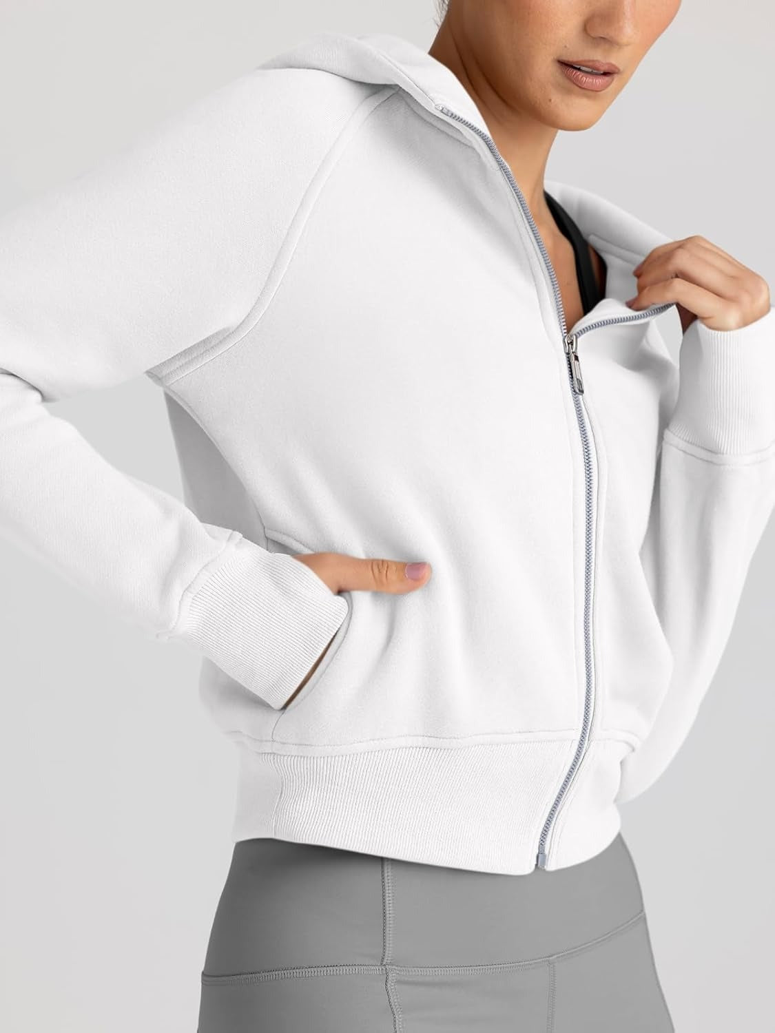 Women’s Full Zip Fleece Hoodie – Cozy Winter Jacket with Drop Shoulder Collar, Soft & Breathable Sweatshirt for Fall & Winter