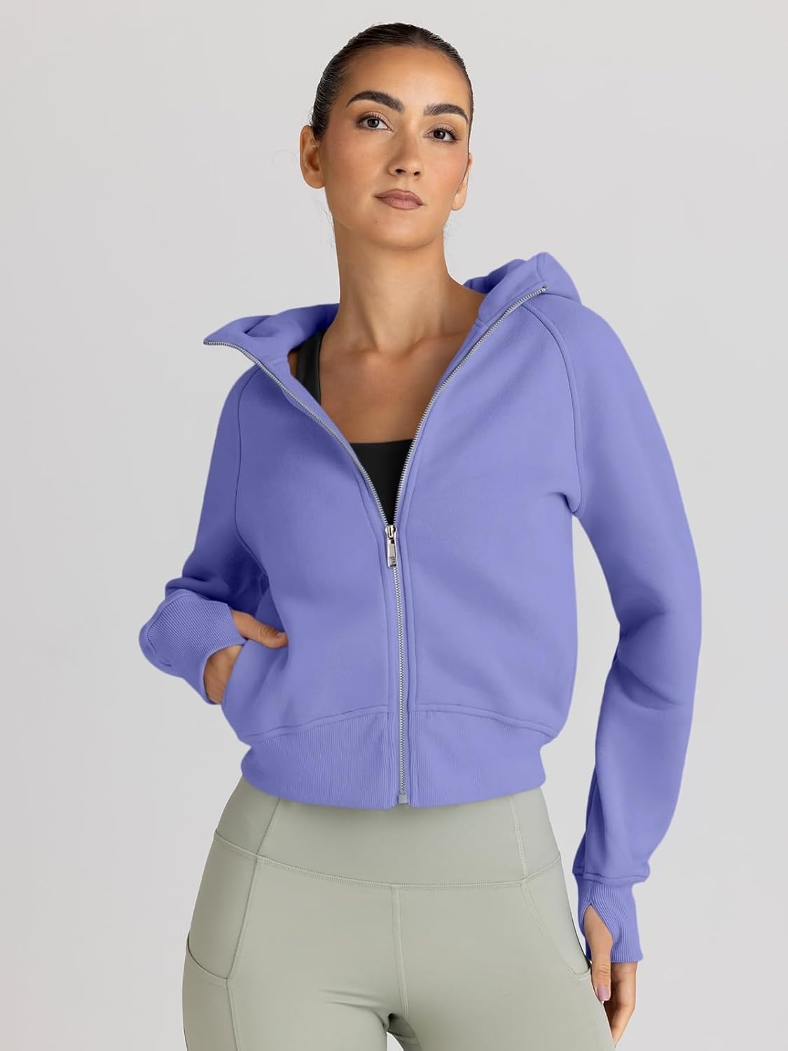 Women’s Full Zip Fleece Hoodie – Cozy Winter Jacket with Drop Shoulder Collar, Soft & Breathable Sweatshirt for Fall & Winter
