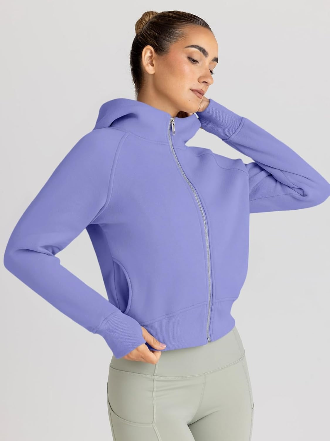Women’s Full Zip Fleece Hoodie – Cozy Winter Jacket with Drop Shoulder Collar, Soft & Breathable Sweatshirt for Fall & Winter