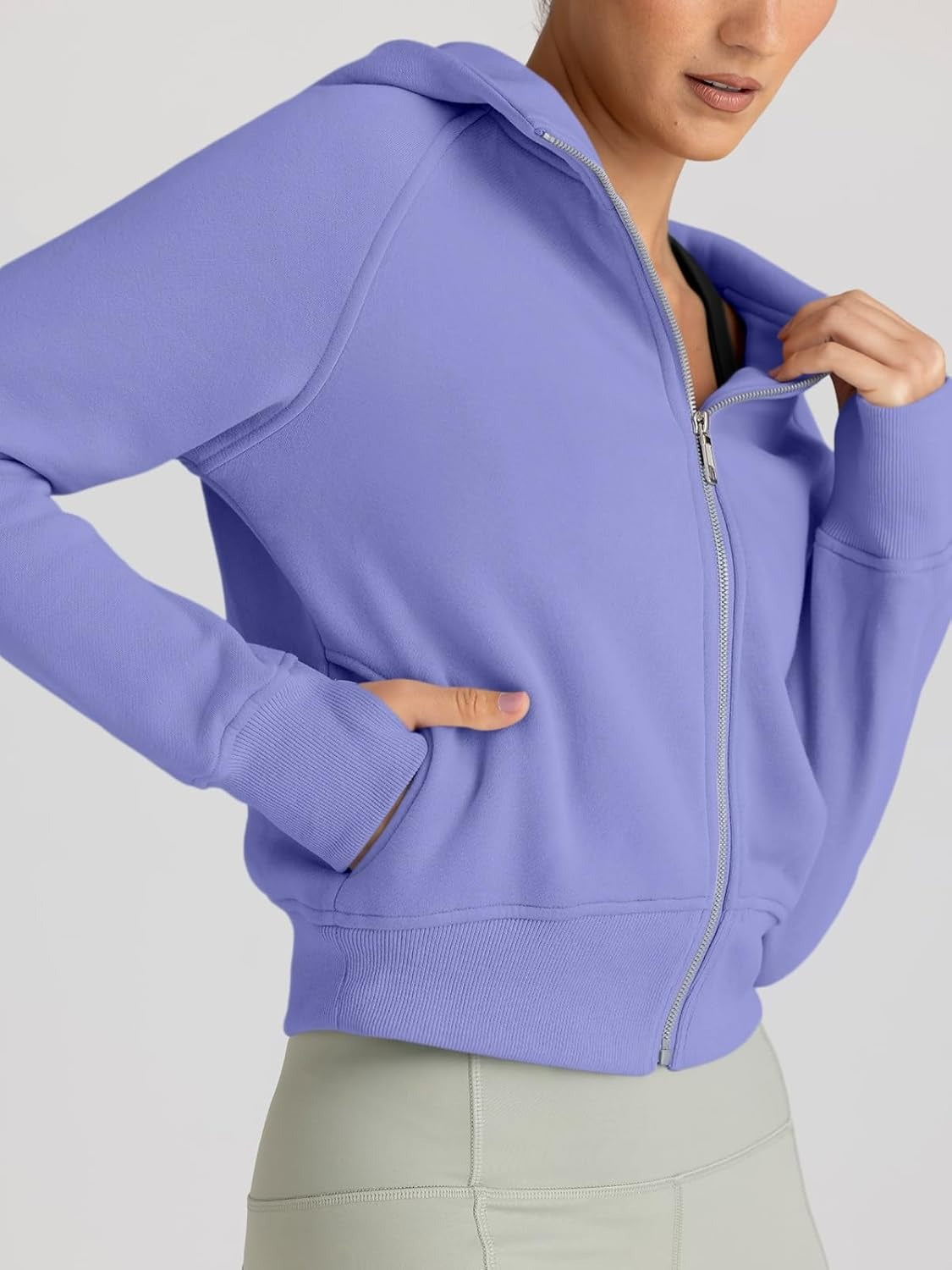 Women’s Full Zip Fleece Hoodie – Cozy Winter Jacket with Drop Shoulder Collar, Soft & Breathable Sweatshirt for Fall & Winter