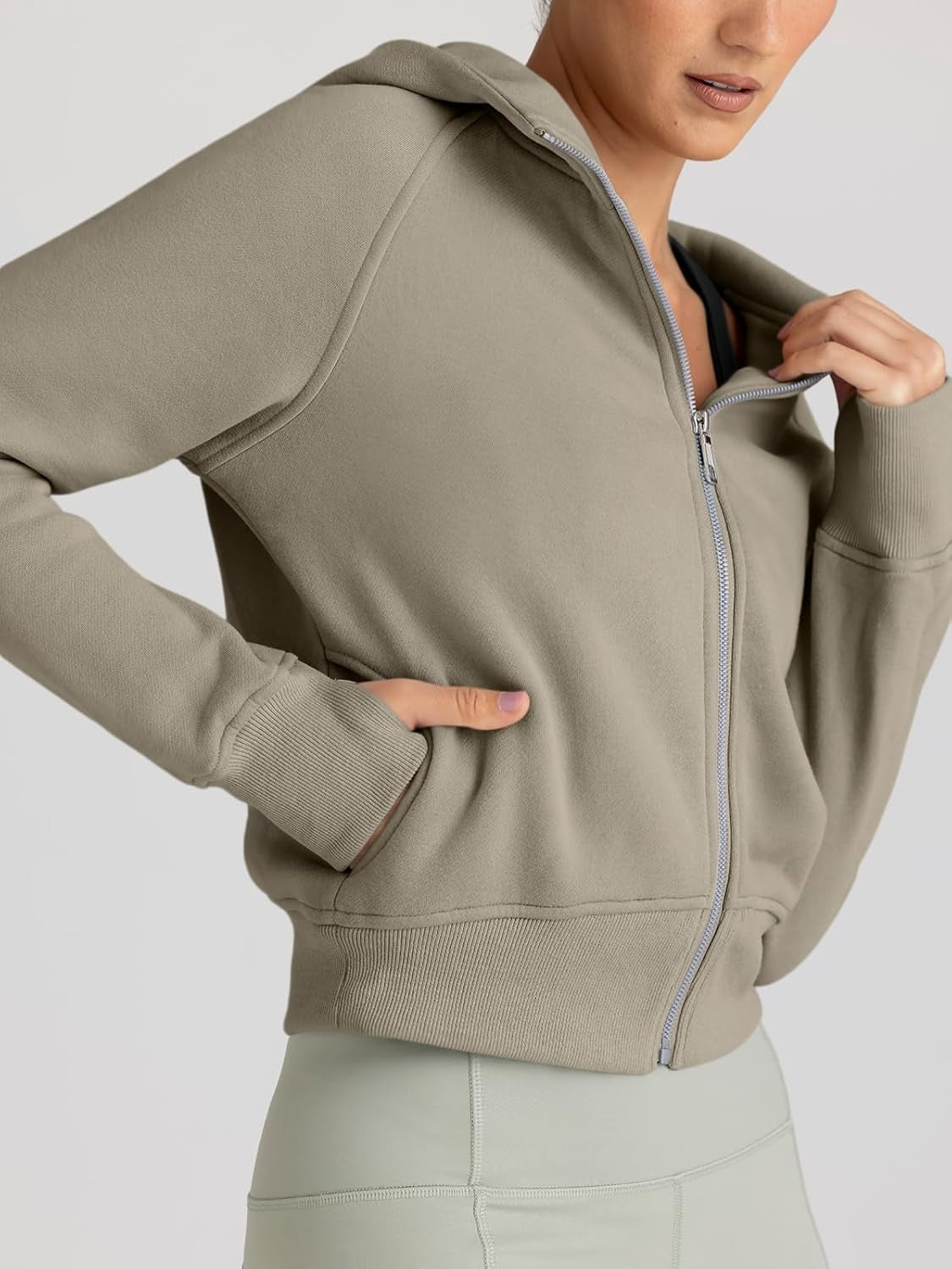 Women’s Full Zip Fleece Hoodie – Cozy Winter Jacket with Drop Shoulder Collar, Soft & Breathable Sweatshirt for Fall & Winter
