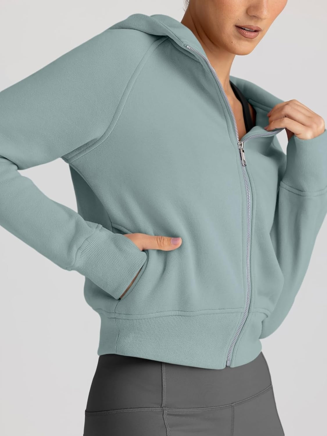Women’s Full Zip Fleece Hoodie – Cozy Winter Jacket with Drop Shoulder Collar, Soft & Breathable Sweatshirt for Fall & Winter