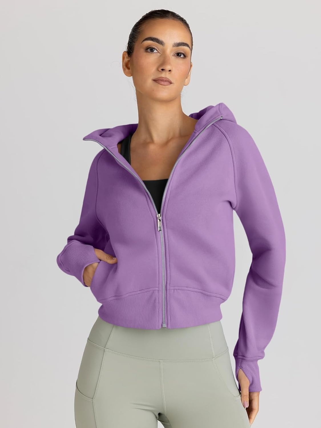 Women’s Full Zip Fleece Hoodie – Cozy Winter Jacket with Drop Shoulder Collar, Soft & Breathable Sweatshirt for Fall & Winter
