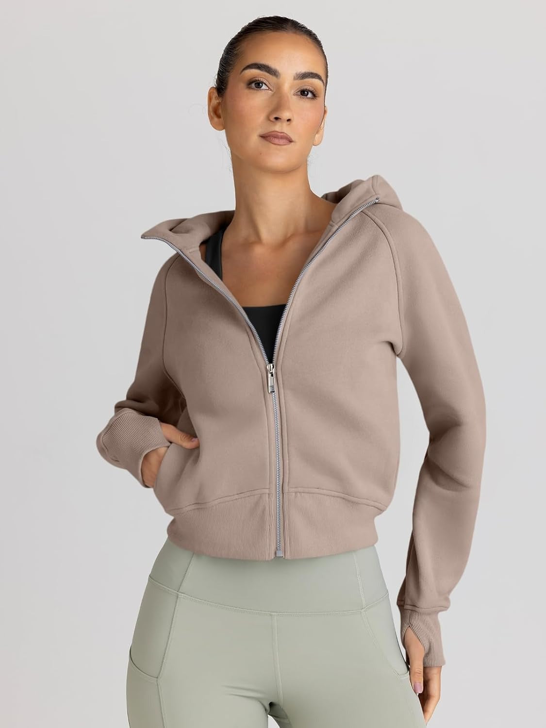 Women’s Full Zip Fleece Hoodie – Cozy Winter Jacket with Drop Shoulder Collar, Soft & Breathable Sweatshirt for Fall & Winter
