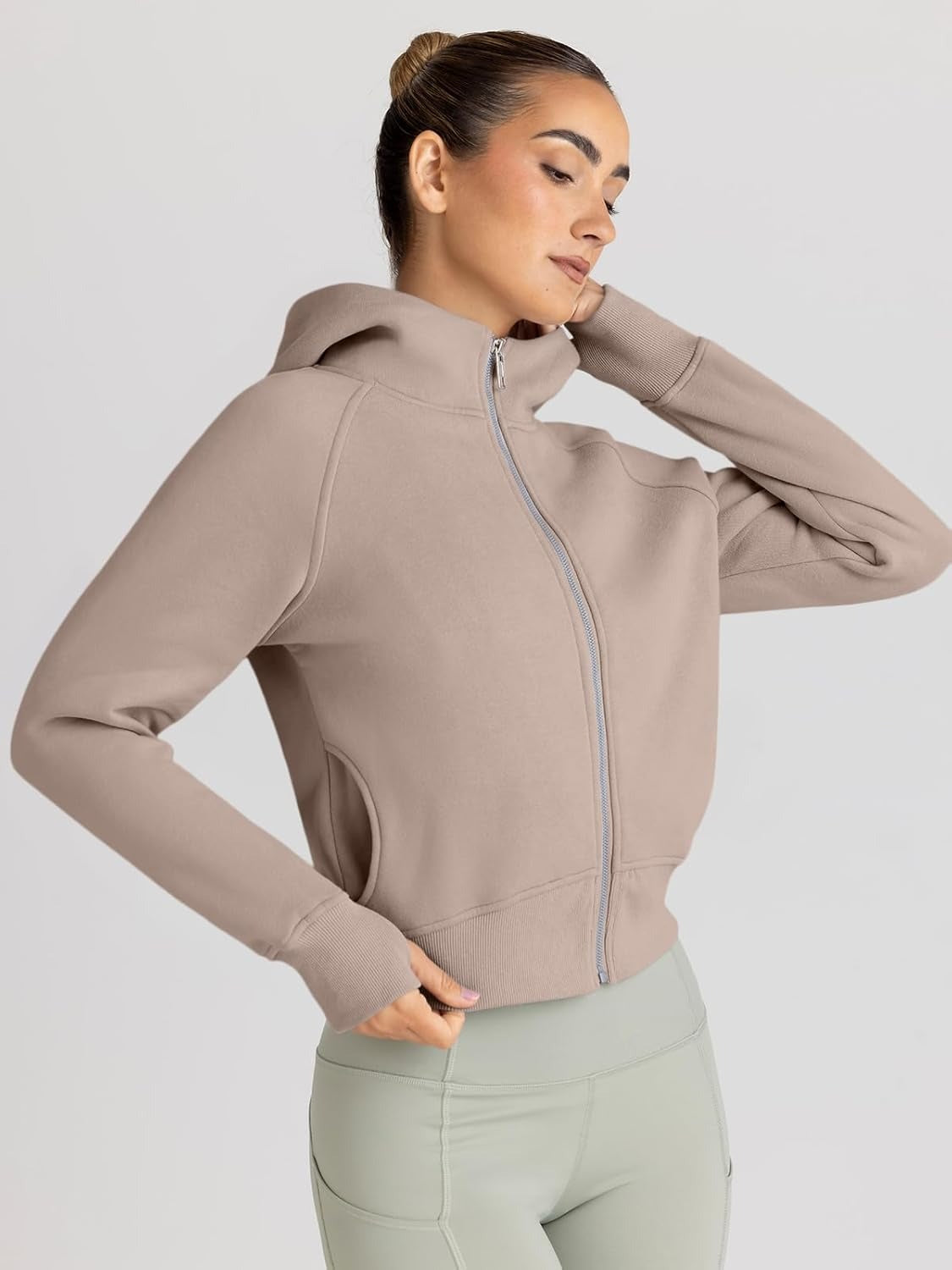 Women’s Full Zip Fleece Hoodie – Cozy Winter Jacket with Drop Shoulder Collar, Soft & Breathable Sweatshirt for Fall & Winter