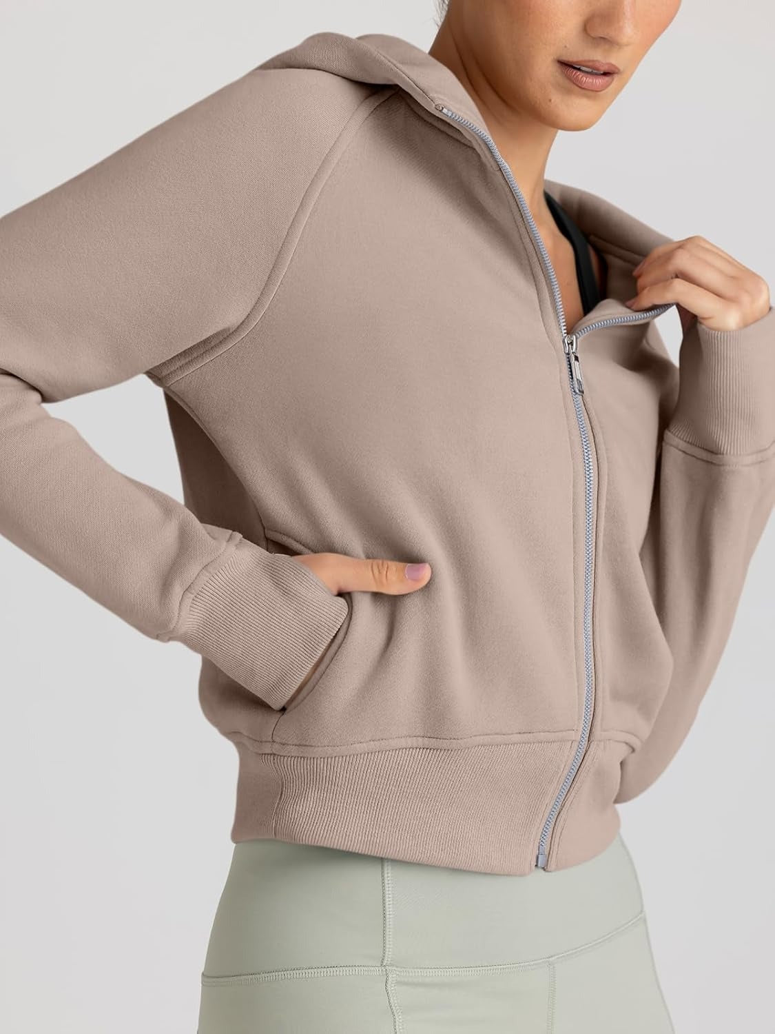 Women’s Full Zip Fleece Hoodie – Cozy Winter Jacket with Drop Shoulder Collar, Soft & Breathable Sweatshirt for Fall & Winter