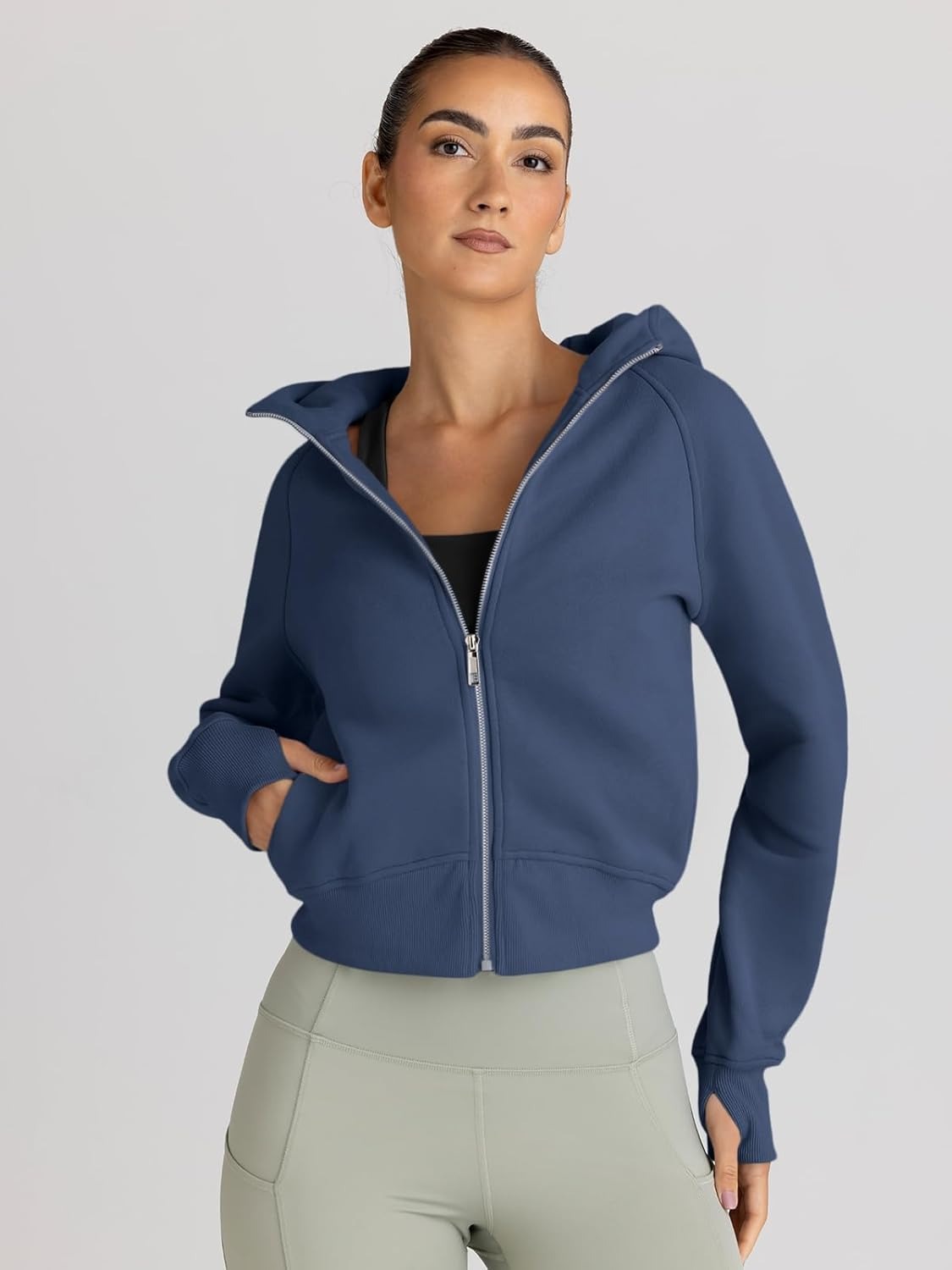 Women’s Full Zip Fleece Hoodie – Cozy Winter Jacket with Drop Shoulder Collar, Soft & Breathable Sweatshirt for Fall & Winter