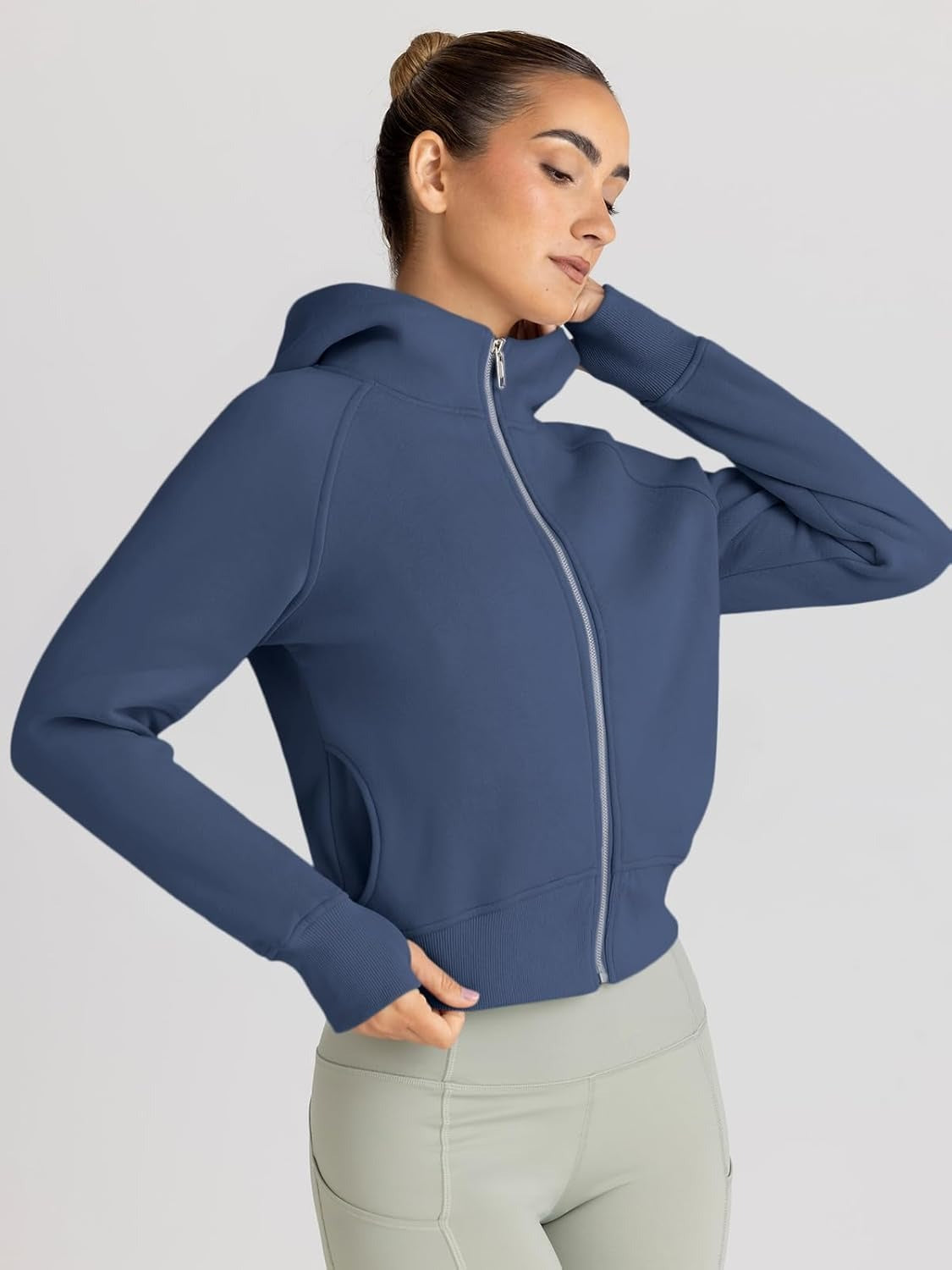 Women’s Full Zip Fleece Hoodie – Cozy Winter Jacket with Drop Shoulder Collar, Soft & Breathable Sweatshirt for Fall & Winter