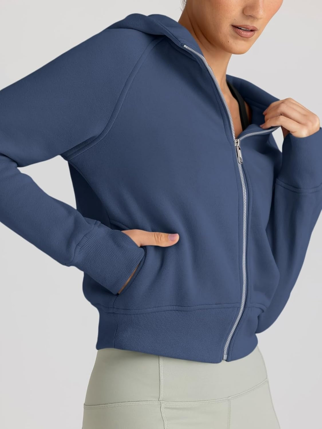 Women’s Full Zip Fleece Hoodie – Cozy Winter Jacket with Drop Shoulder Collar, Soft & Breathable Sweatshirt for Fall & Winter